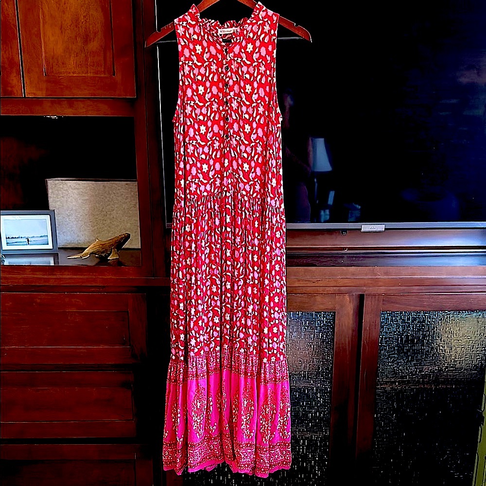 Pink and White Ruffled Tiered Sundress